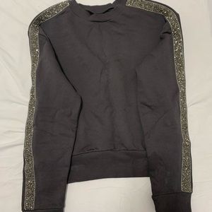 ZARA Grey Rhinestone Sweatshirt